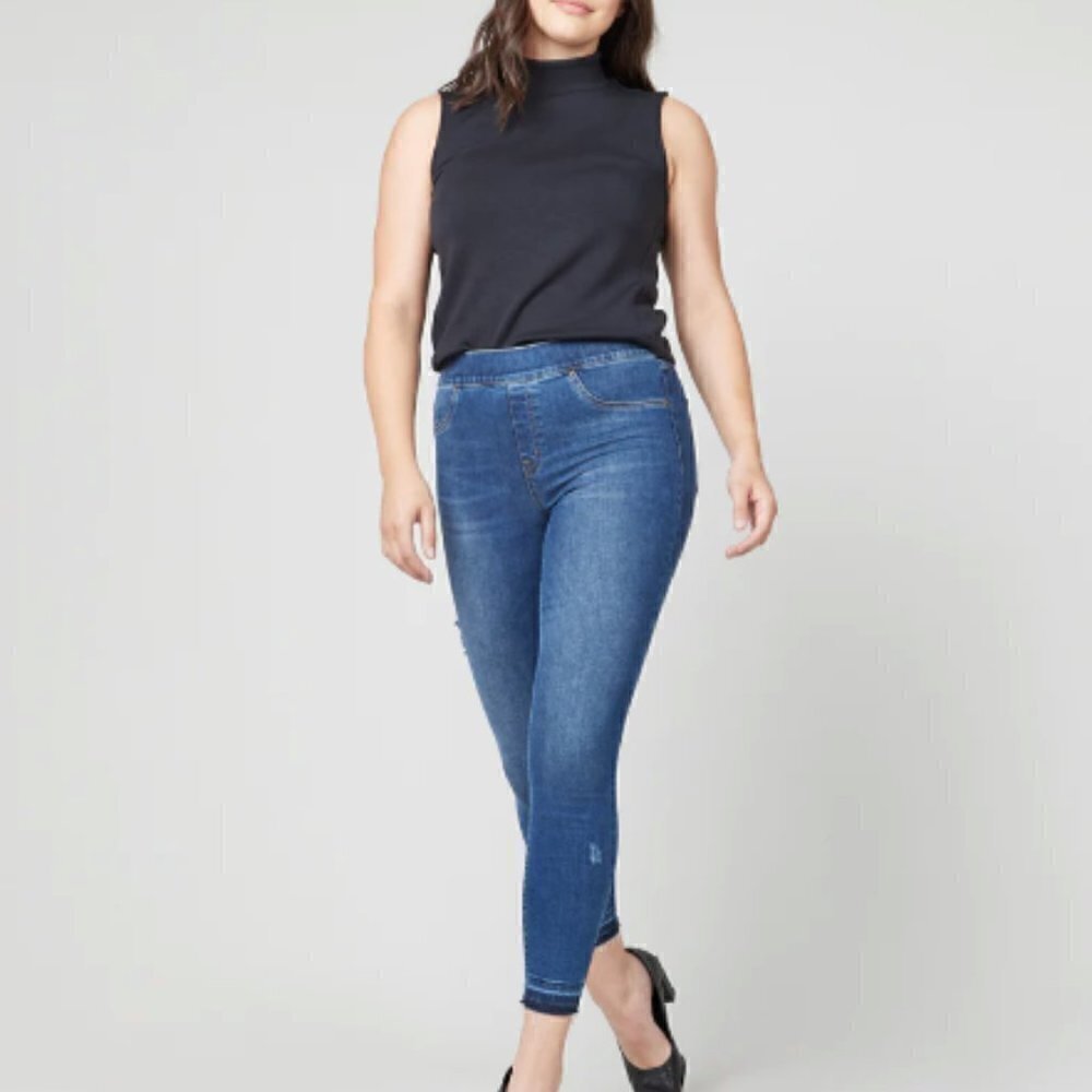 Spanx Distressed Ankle Skinny Jeans, Medium Wash